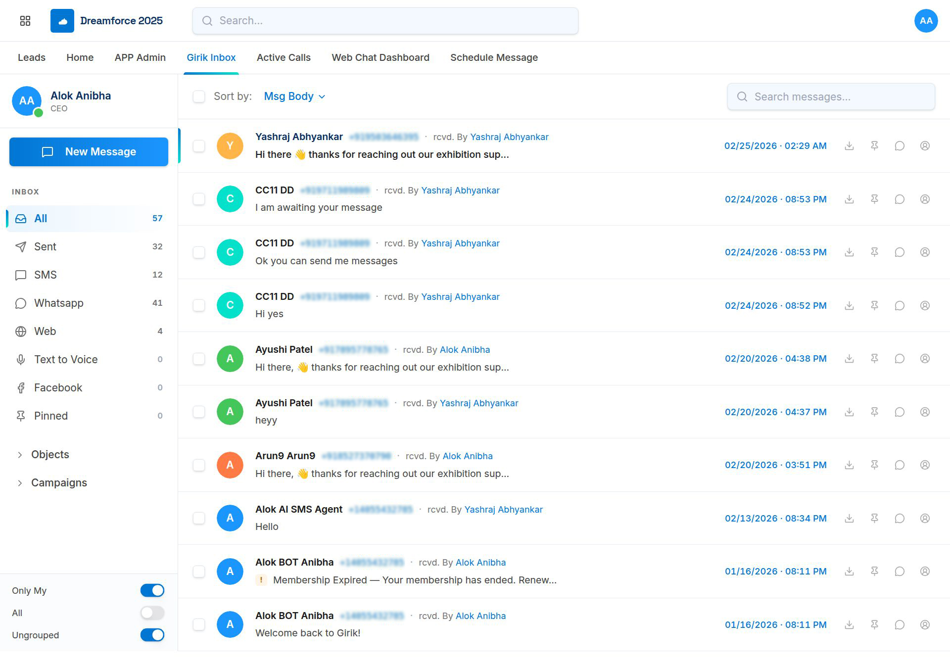 Bot view automated SMS
